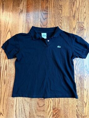 Vintage Lacoste Black Polo Shirt Women’s Size 42 Medium Y2K Tenniscore